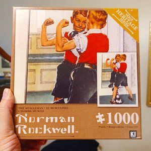 🤑 Norman Rockwell 1000 piece "The Muscle man w/poster